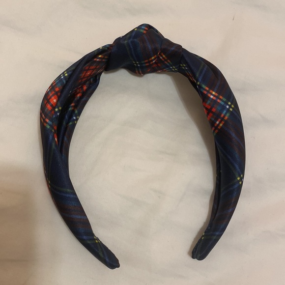 Plaid/Satin Headband with Top Knot | NWOT - Picture 2 of 2